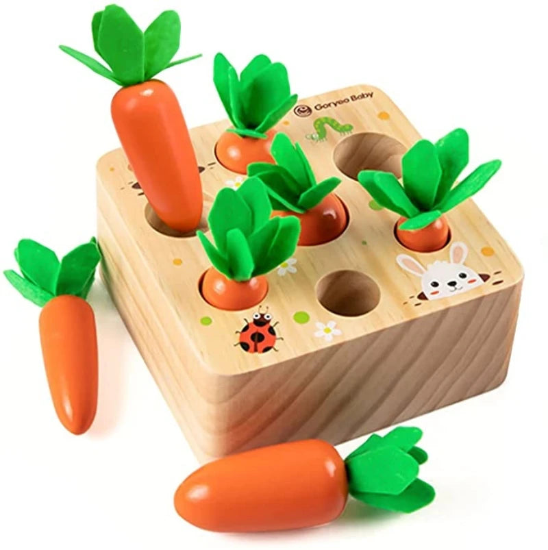 Montessori Toys for 1 Year Baby Pull Carrot Set Game Kids Wooden Toy - Baby Kingdom