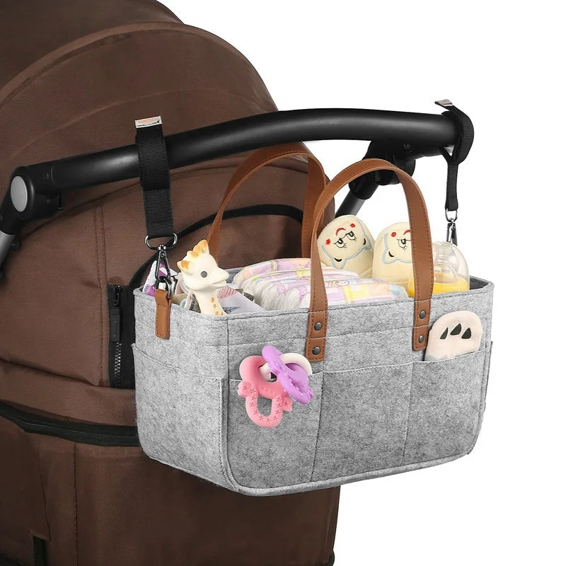 Baby Felt Storage Nursery Organizer Basket Infant Diaper Bag with Handle - Baby Kingdom