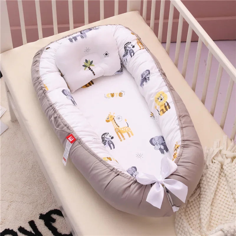 85*50cm Baby Nest Bed with Pillow Portable Crib Travel Bed - Baby Kingdom