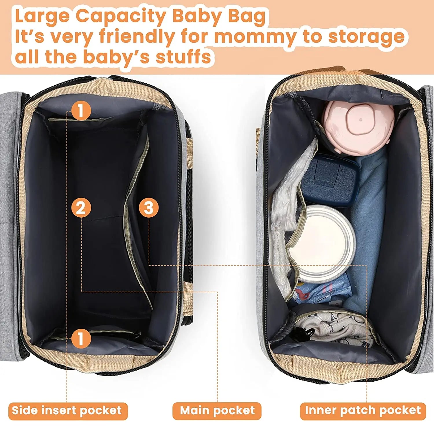 Fashionable Folding Baby Bed Mother Large Capacity Bag - Baby Kingdom