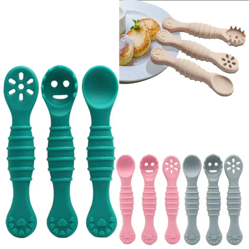 3PCS Cute Baby Learning Spoons Utensils Set - Baby Kingdom