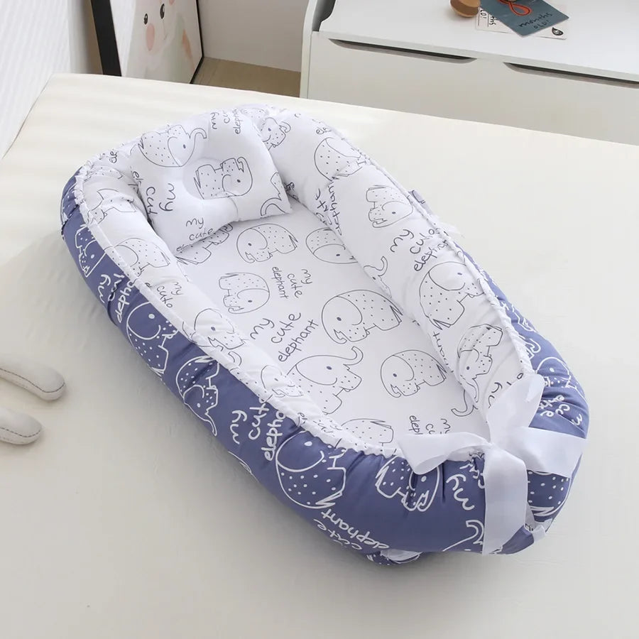 85*50cm Baby Nest Bed with Pillow Portable Crib Travel Bed - Baby Kingdom