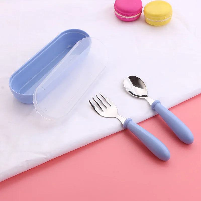 3pcs Children Spoon Forks Box Kids Stainless Steel Kids Cutlery - Baby Kingdom