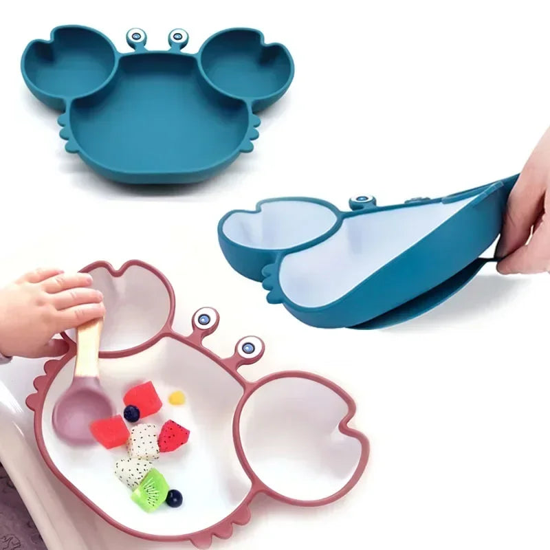 Baby Bowls Plates Spoons Silicone Suction Feeding Food Tableware - Baby Kingdom