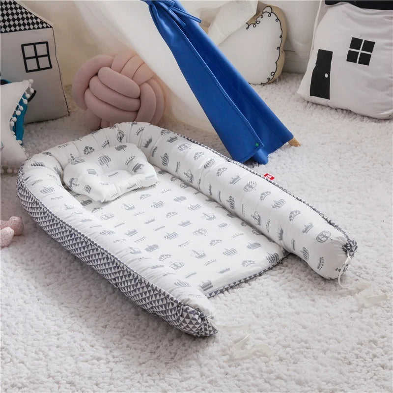 85*50cm Baby Nest Bed with Pillow Portable Crib Travel Bed - Baby Kingdom