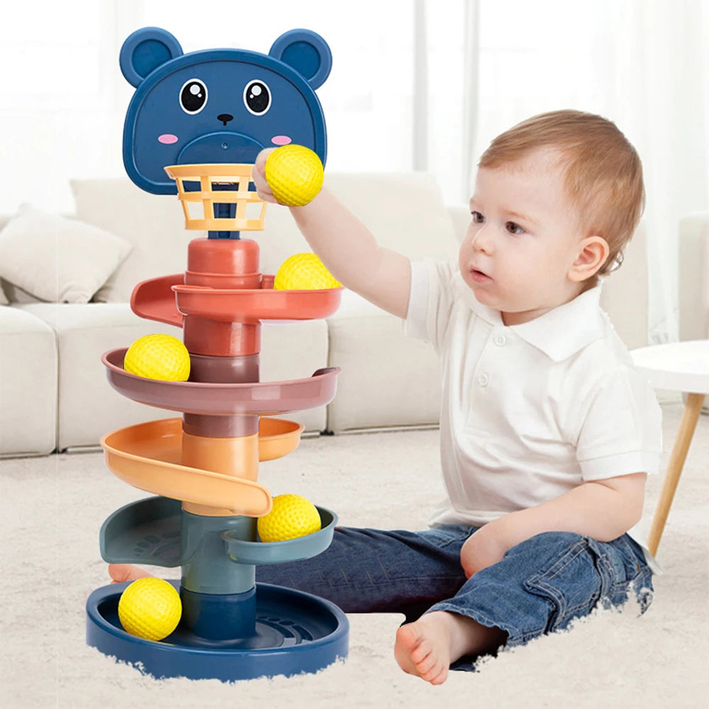 Montessori Baby Toys Rolling Ball Pile Tower Early Educational Toy - Baby Kingdom