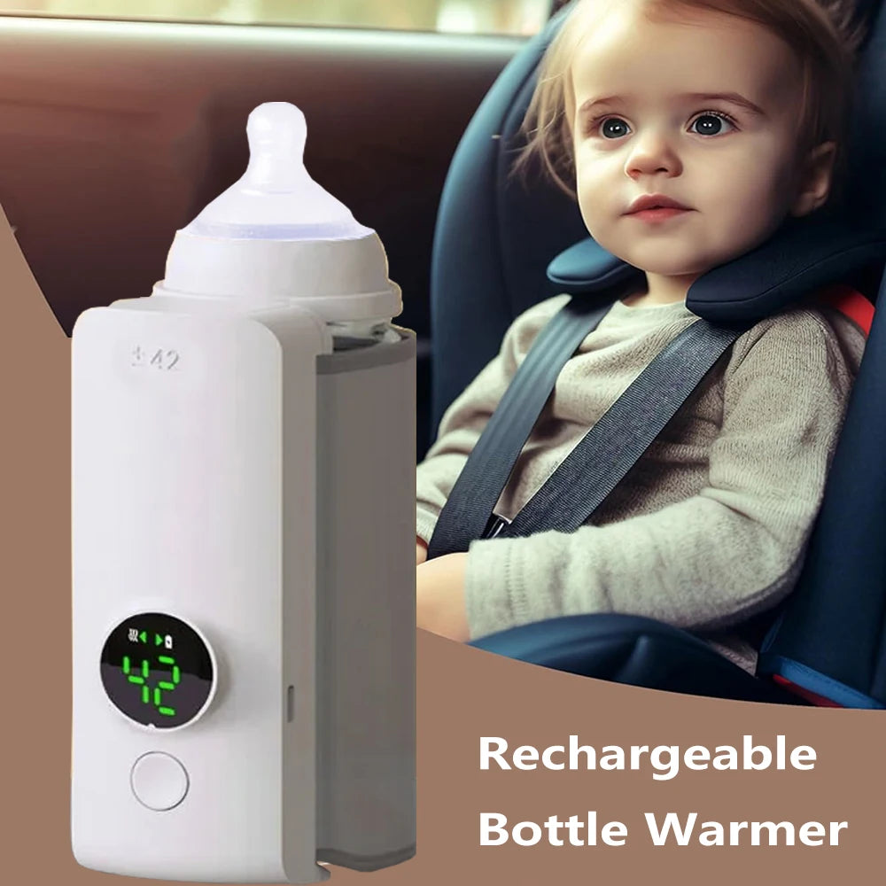 Rechargeable Bottle Warmer 6 Levels Adjustment Temperature Display Breast Milk Feeding - Baby Kingdom